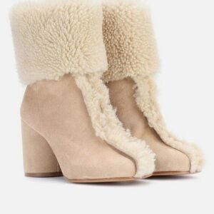Maison Martin Margiela Beige Shearling Ankle Boots